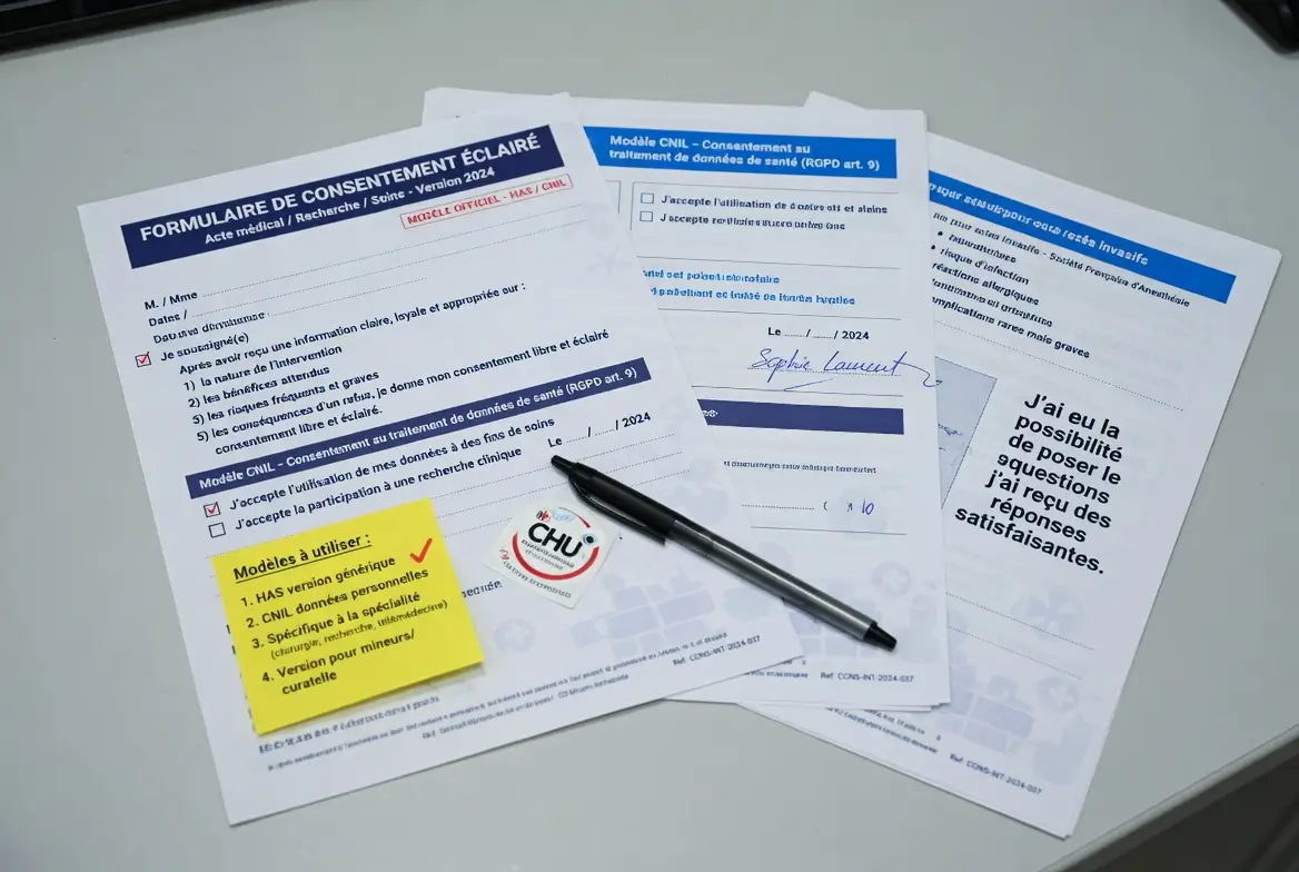 Formulaires à utiliser pour formaliser le consentement eclairé