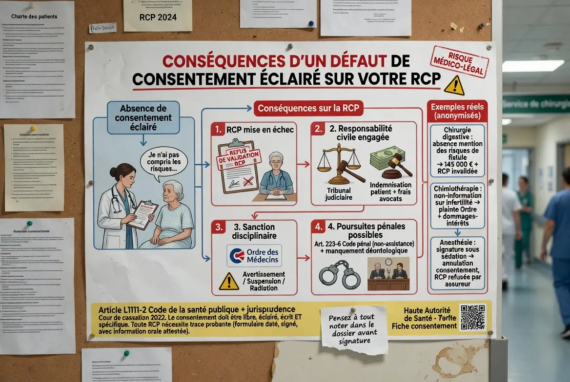 conséquences d'un défaut de prise en compte de consentement éclairé pour un professionnel médical