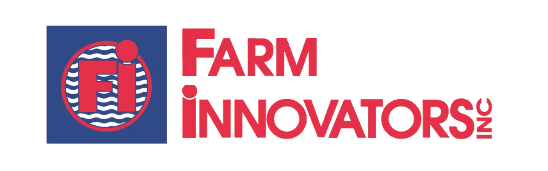 Farm Innovators Inc company logo with red text and a blue square containing FI letters over wavy lines.