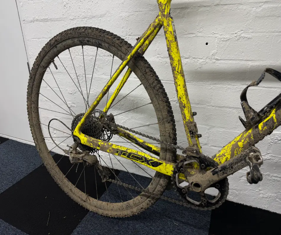 Image showing 'Bike Cleaning Service'. A dirty bike before cleaning