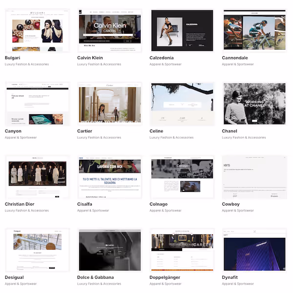 Webpage interface showing a career section with a photo of a confident woman in a modern office.