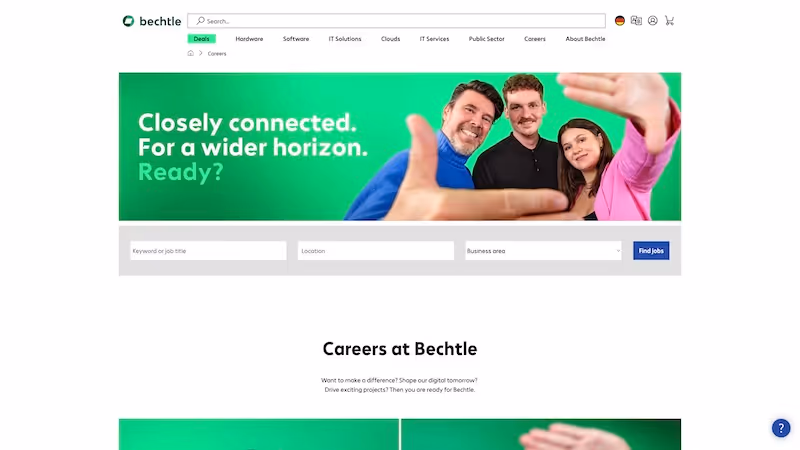 Screenshot of the official career page of Bechtle