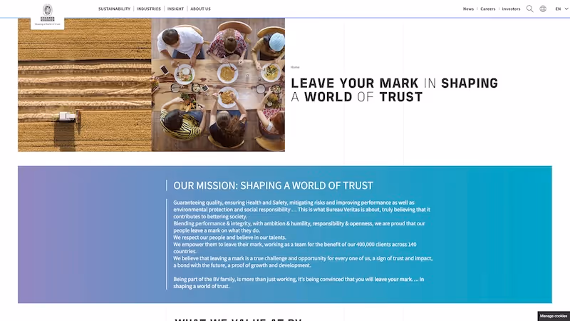 Screenshot of the official career page of Bureau Veritas