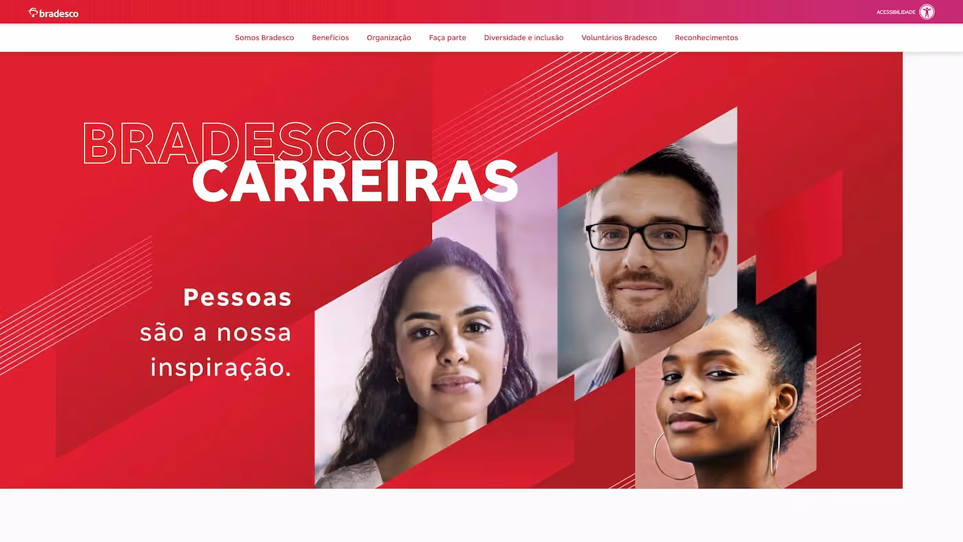 Screenshot of the official career page of Banco Bradesco