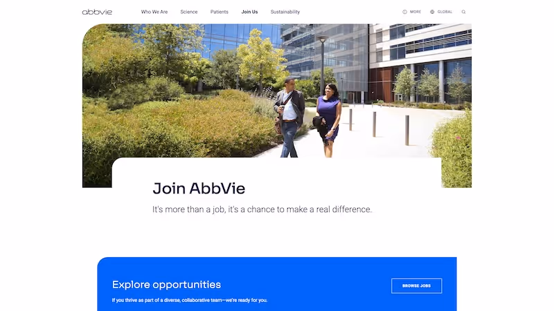 Screenshot of the official career page of AbbVie