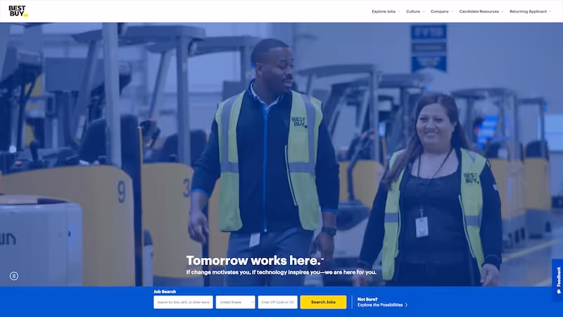 Screenshot of the official career page of Best Buy