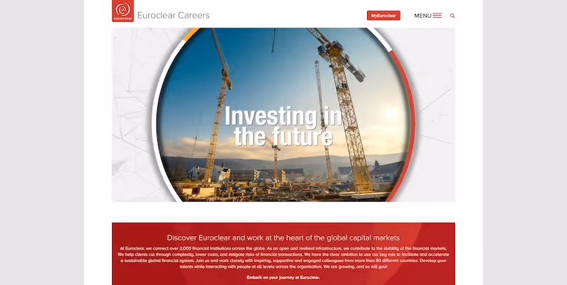 Screenshot of the official career page of Euroclear