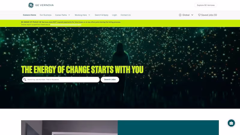 Screenshot of the official career page of GE Vernova