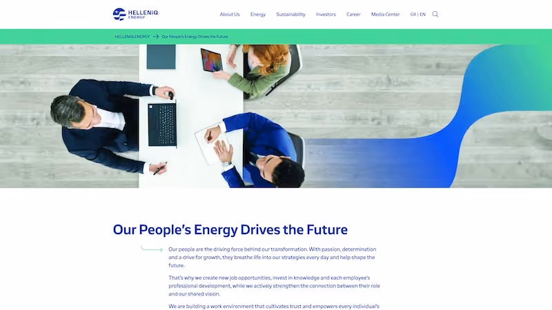 Screenshot of the official career page of Helleniq Energy