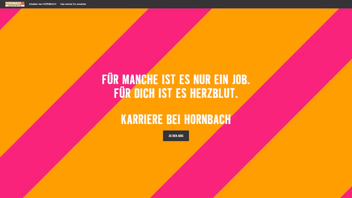 Screenshot of the official career page of Hornbach Group