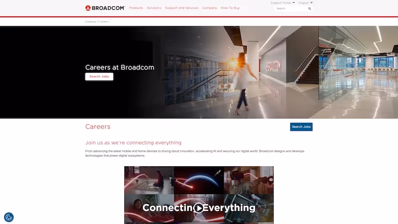 Screenshot of the official career page of Broadcom