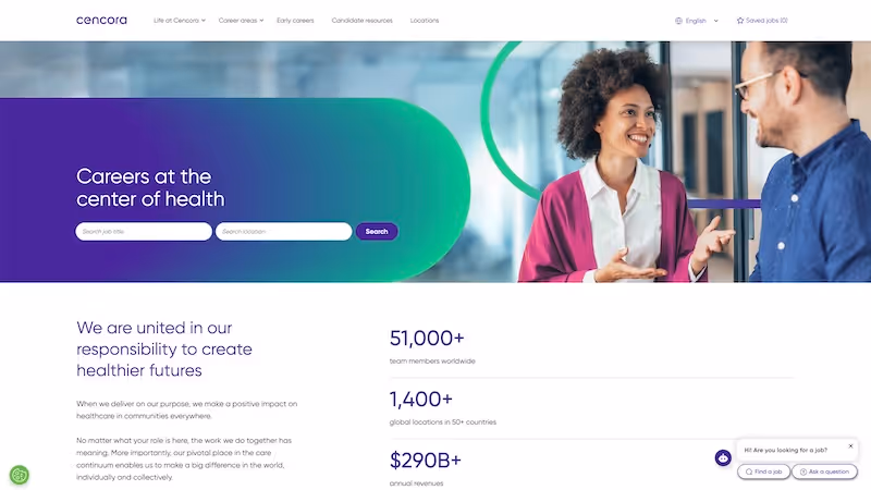 Screenshot of the official career page of Cencora