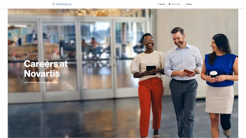 Screenshot of the official career page of Novartis