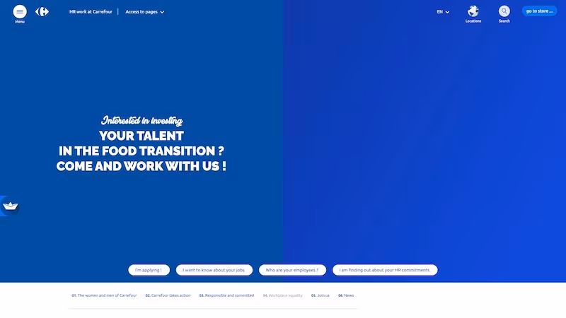 Screenshot of the official career page of Carrefour
