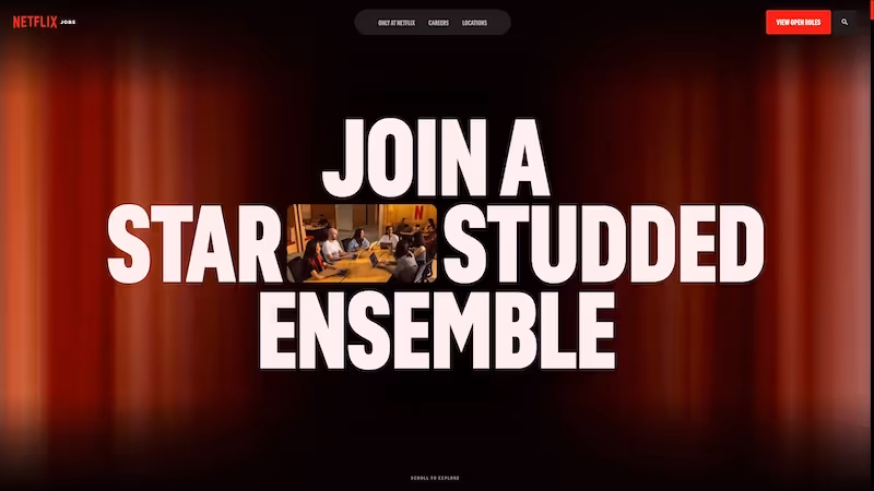 Screenshot of the official career page of Netflix