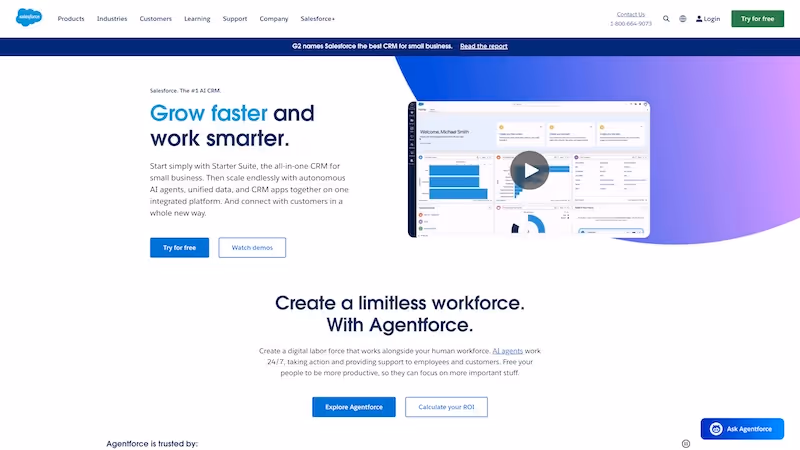 Screenshot of the official career page of Salesforce
