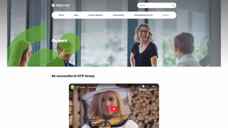 Screenshot of the official career page of OTP Bank