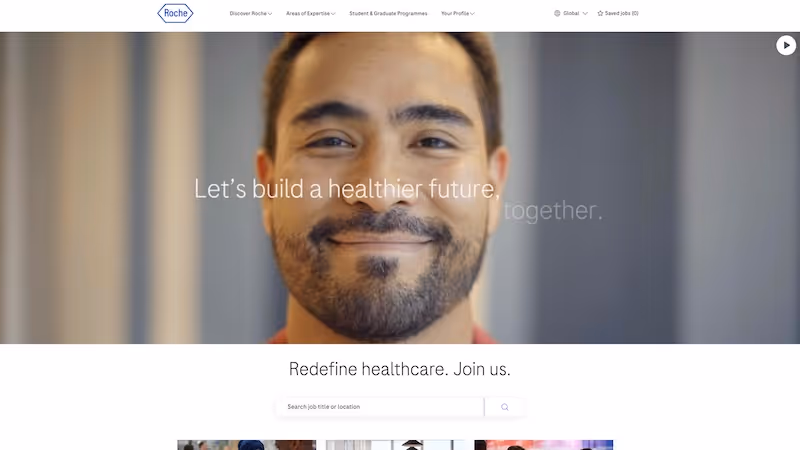 Screenshot of the official career page of Roche