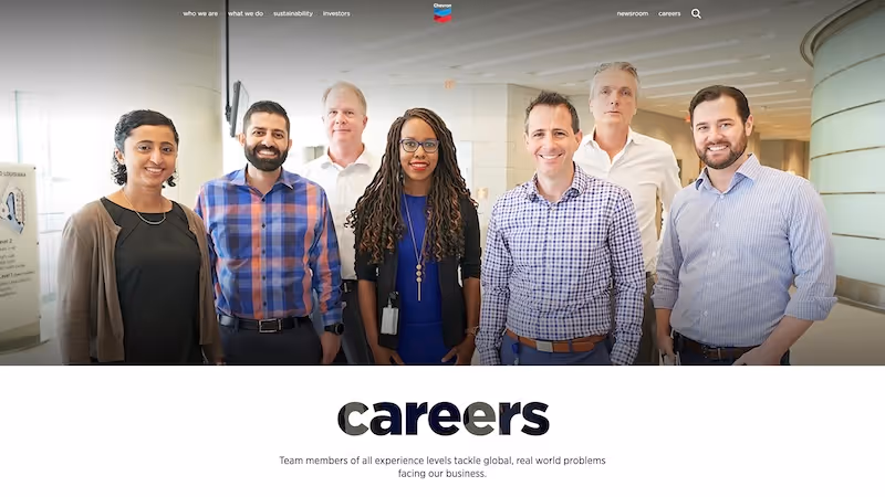 Screenshot of the official career page of Chevron