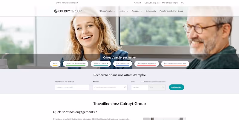 Screenshot of the official career page of Colruyt Group