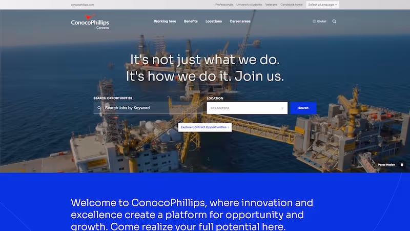 Screenshot of the official career page of ConocoPhillips