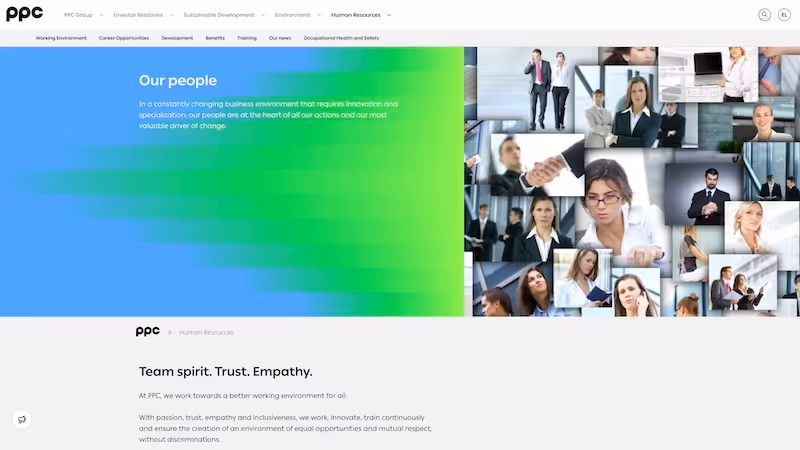 Screenshot of the official career page of PPC Group
