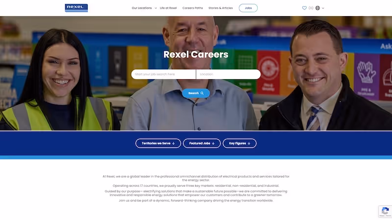 Screenshot of the official career page of Rexel