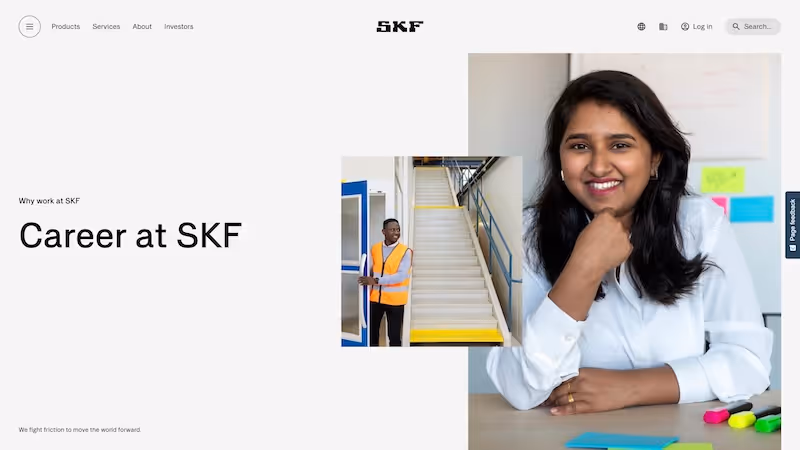 Screenshot of the official career page of SKF
