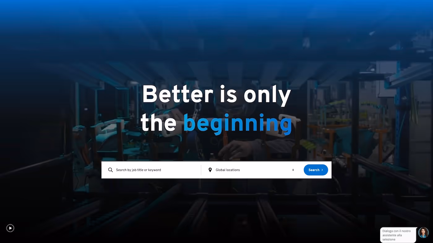 Screenshot of the official career page of General Motors