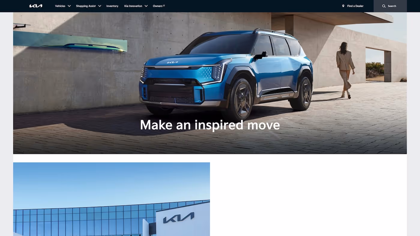 Screenshot of the official career page of Kia