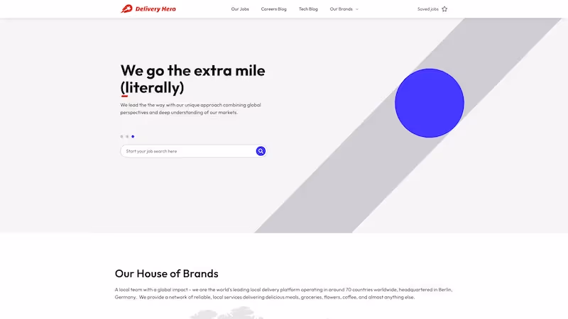 Screenshot of the official career page of Delivery Hero
