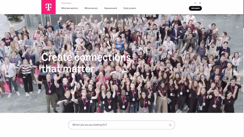 Screenshot of the official career page of Deutsche Telekom