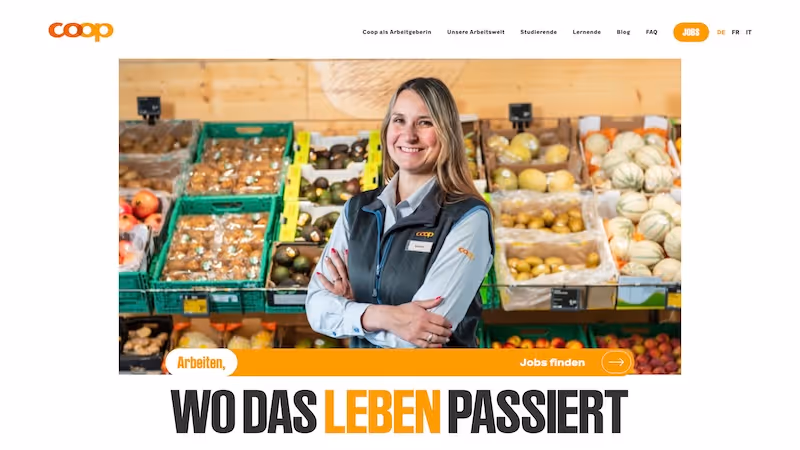 Screenshot of the official career page of Coop Group