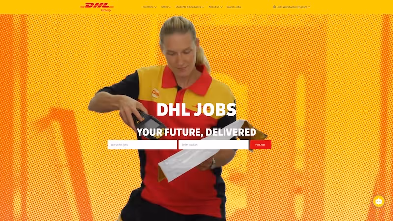 Screenshot of the official career page of DHL Group