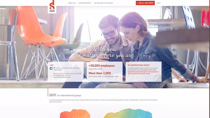 Screenshot of the official career page of Groupe SEB
