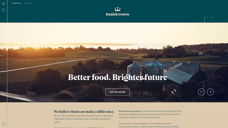 Screenshot of the official career page of Danish Crown