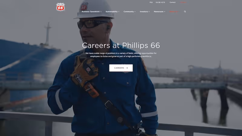 Screenshot of the official career page of Phillips 66