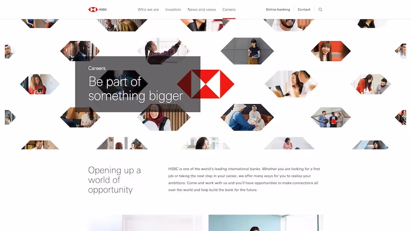 Screenshot of the official career page of HSBC Holdings