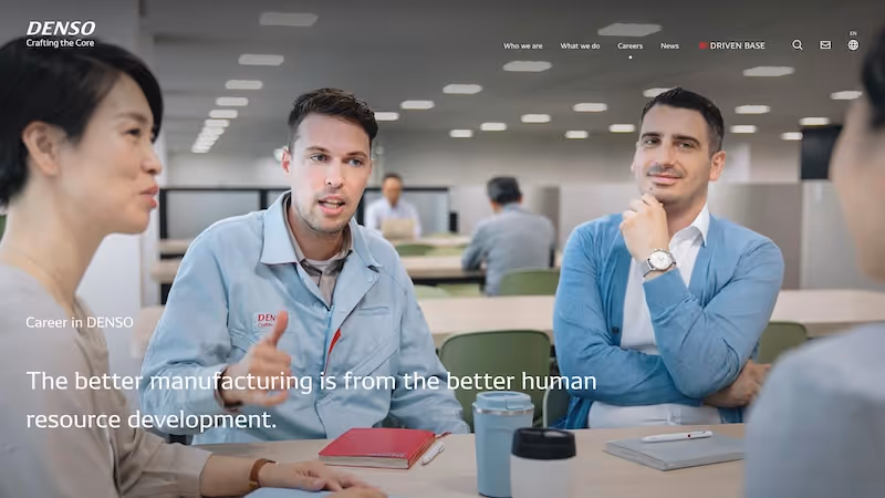 Screenshot of the official career page of Denso