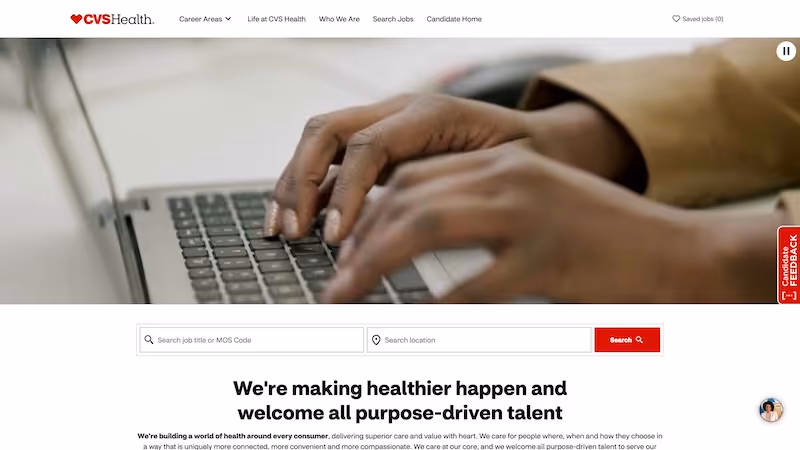 Screenshot of the official career page of CVS Health