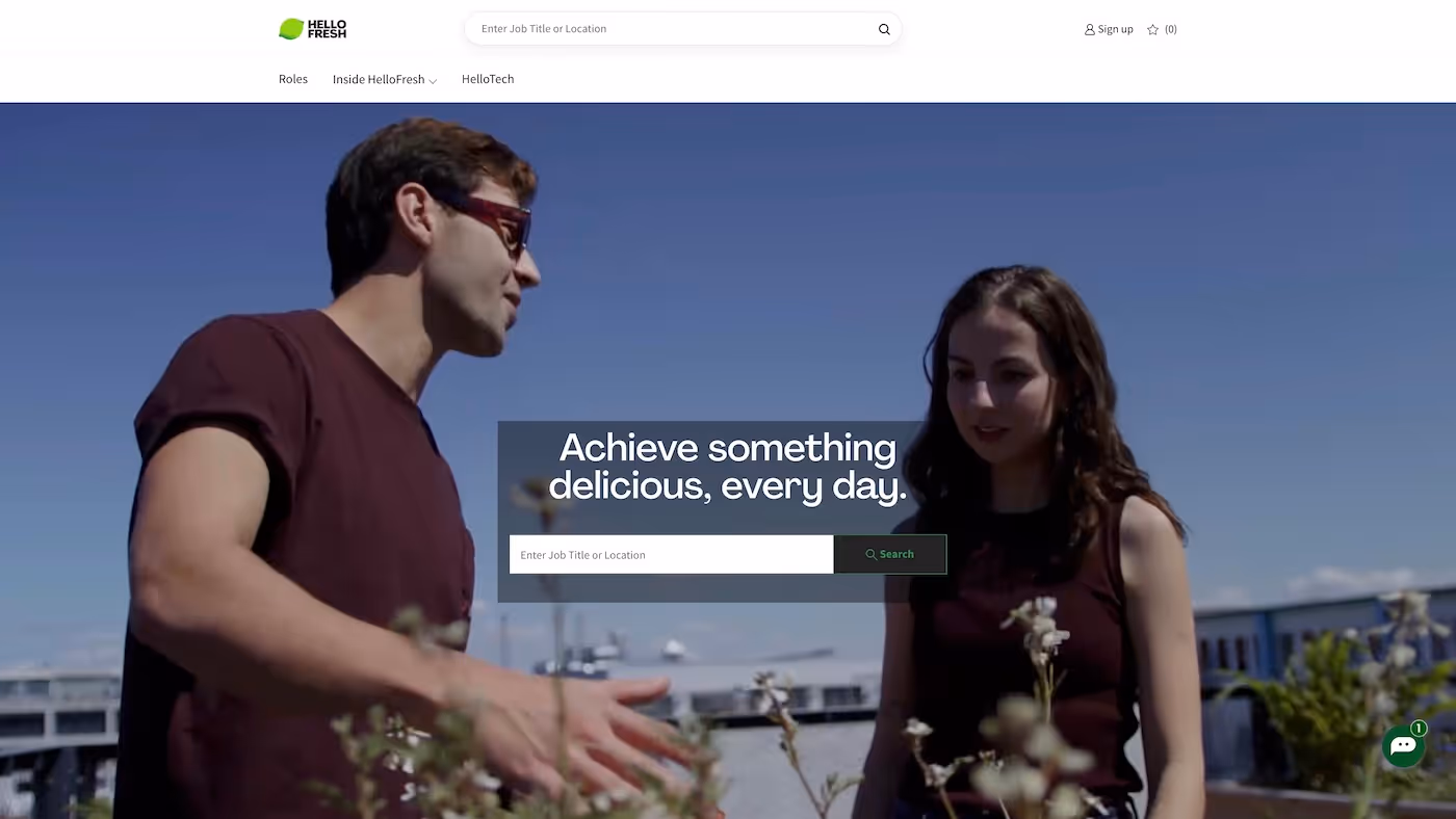 Screenshot of the official career page of HelloFresh