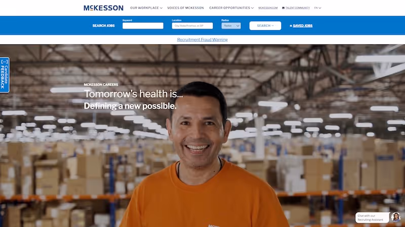 Screenshot of the official career page of McKesson
