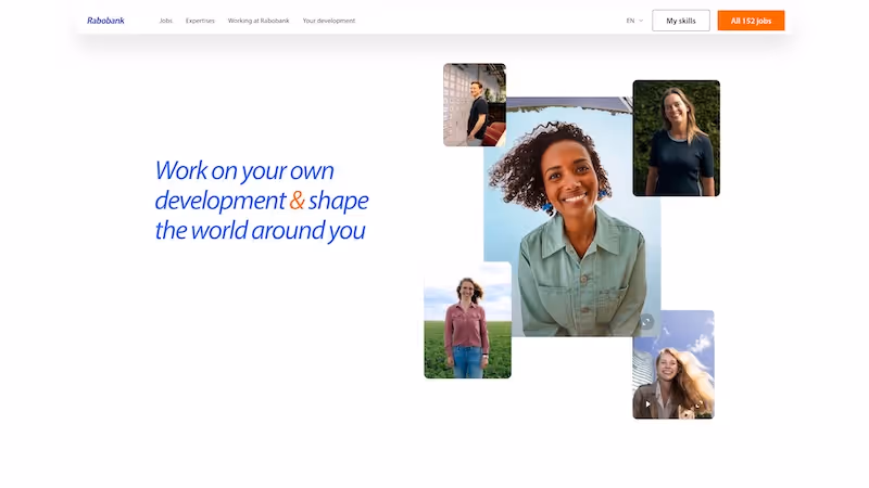 Screenshot of the official career page of Rabobank