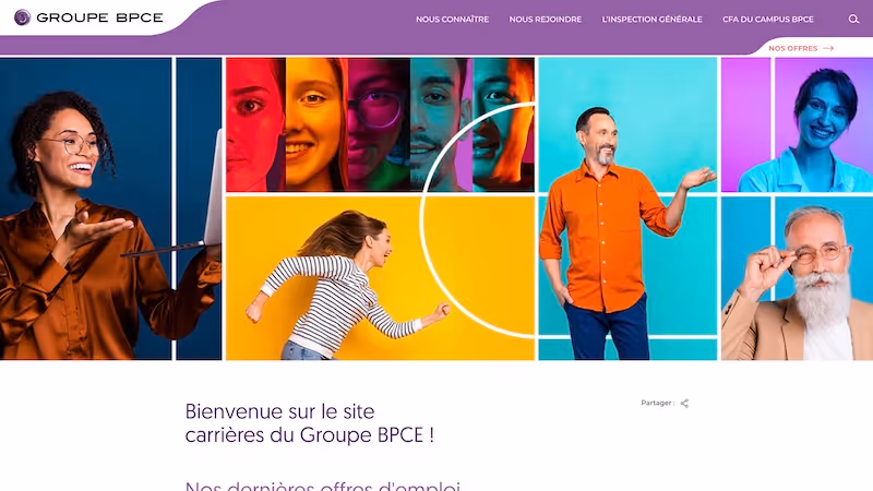 Screenshot of the official career page of Groupe BPCE