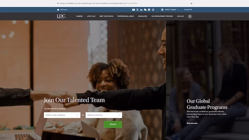 Screenshot of the official career page of Louis Dreyfus