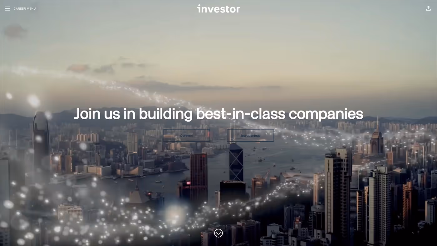 Screenshot of the official career page of Investor