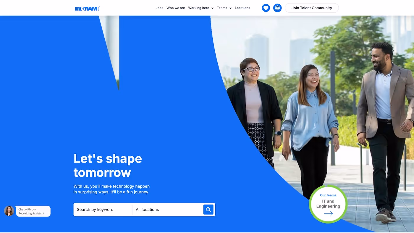 Screenshot of the official career page of Ingram Micro