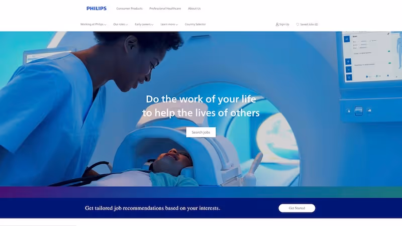 Screenshot of the official career page of Royal Philips