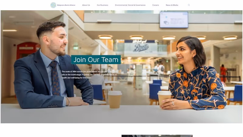 Screenshot of the official career page of Walgreens Boots Alliance