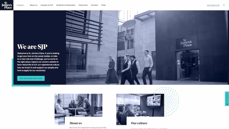 Screenshot of the official career page of St. James's Place